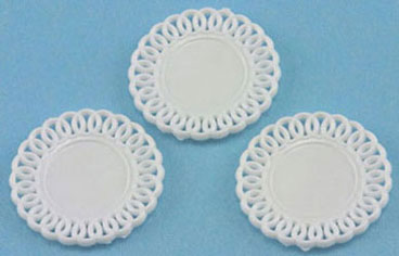 Dollhouse Miniature Lace-Edged Plates, (3)